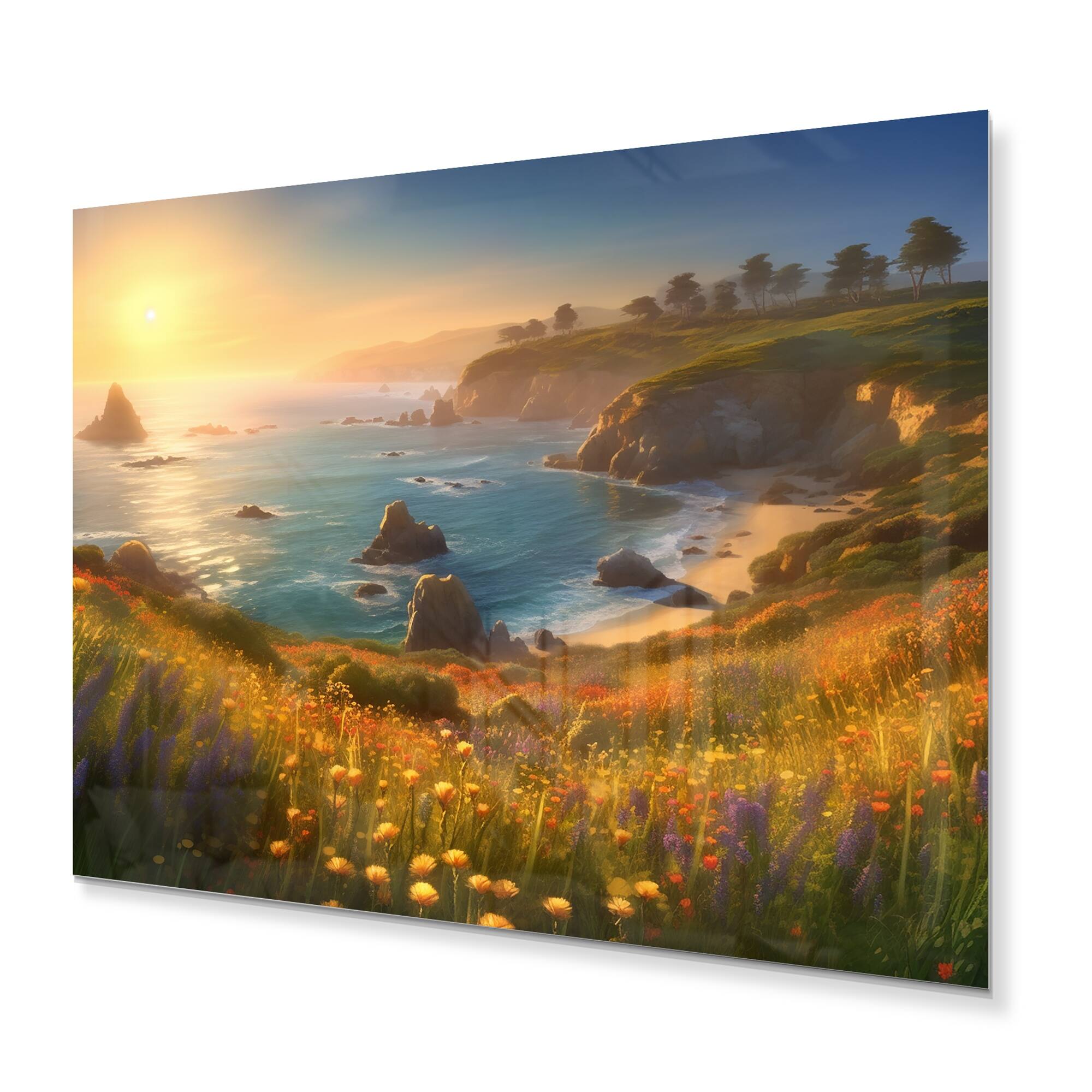Designart "Seaside Paradise I" Modern Landscape Beach Metal Wall Art